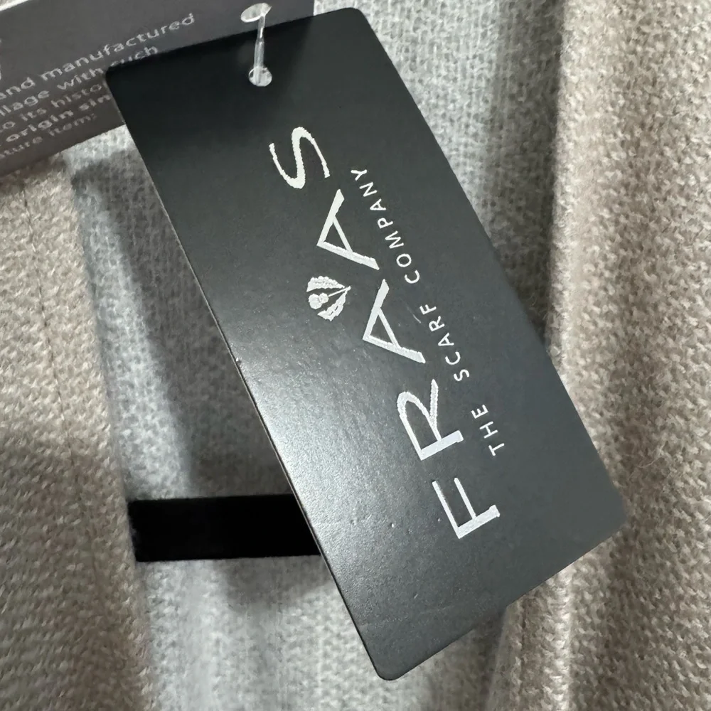 Fraas NWT Gray and Tan Fringed Shawl